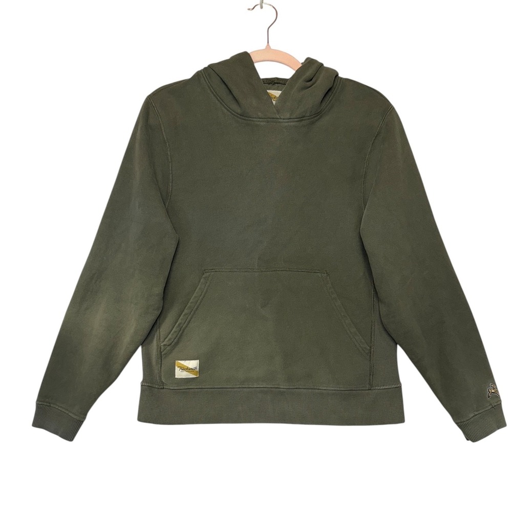 Tracksmith Trackhouse Hoodie Mens Medium Olive Green Fleece Pullover Sweatshirt